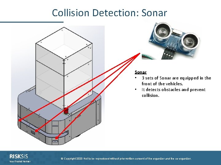 Collision Detection: Sonar • 3 sets of Sonar are equipped in the front of