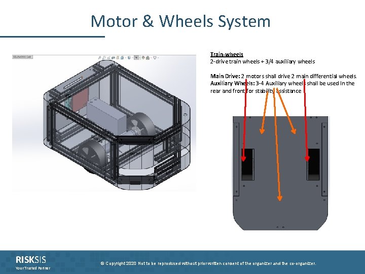 Motor & Wheels System Train-wheels 2 -drive train wheels + 3/4 auxiliary wheels Main