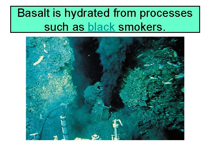 Basalt is hydrated from processes such as black smokers. 