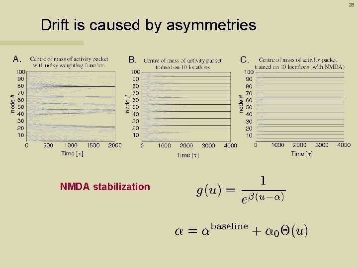 28 Drift is caused by asymmetries NMDA stabilization 