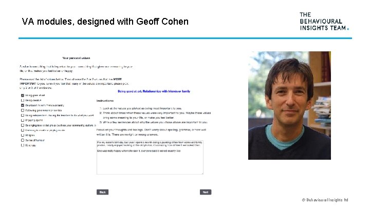 VA modules, designed with Geoff Cohen © Behavioural Insights ltd 