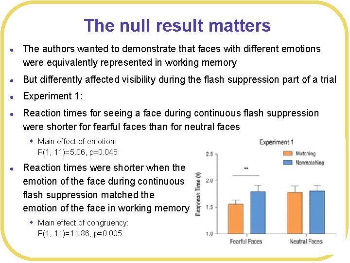 The null result matters l The authors wanted to demonstrate that faces with different