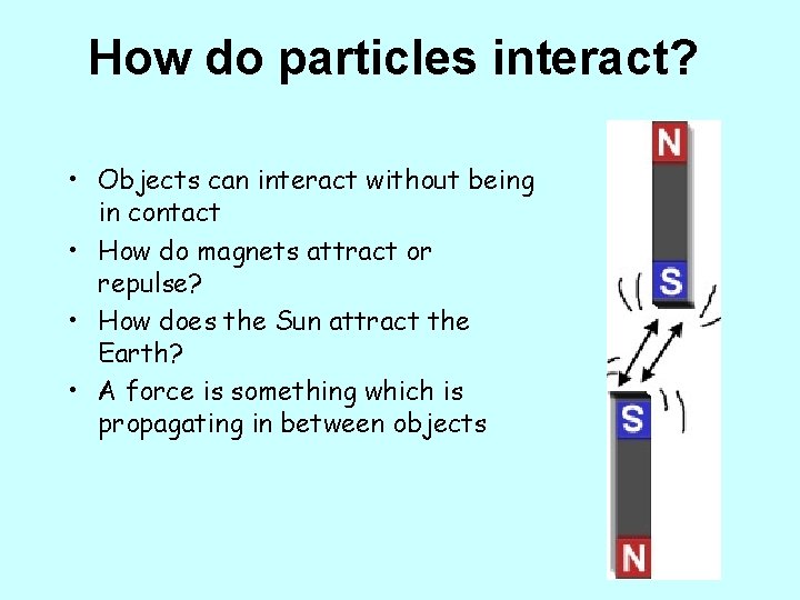 How do particles interact? • Objects can interact without being in contact • How