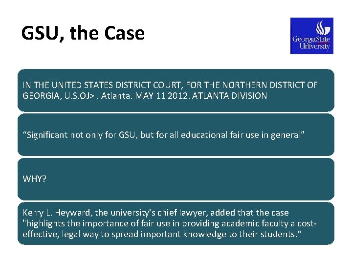 GSU, the Case IN THE UNITED STATES DISTRICT COURT, FOR THE NORTHERN DISTRICT OF