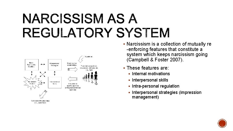 § Narcissism is a collection of mutually re -enforcing features that constitute a system