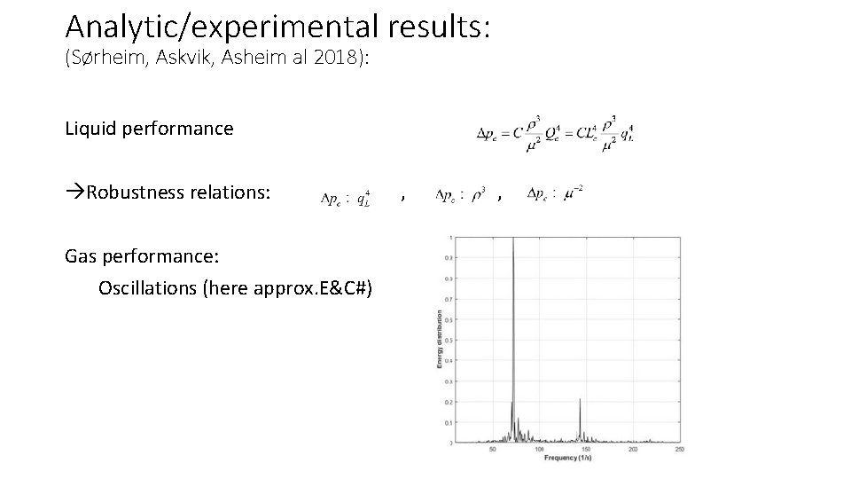 Analytic/experimental results: (Sørheim, Askvik, Asheim al 2018): Liquid performance Robustness relations: Gas performance: Oscillations