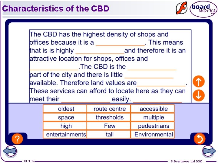 Characteristics of the CBD 18 of 32 © Boardworks Ltd 2005 