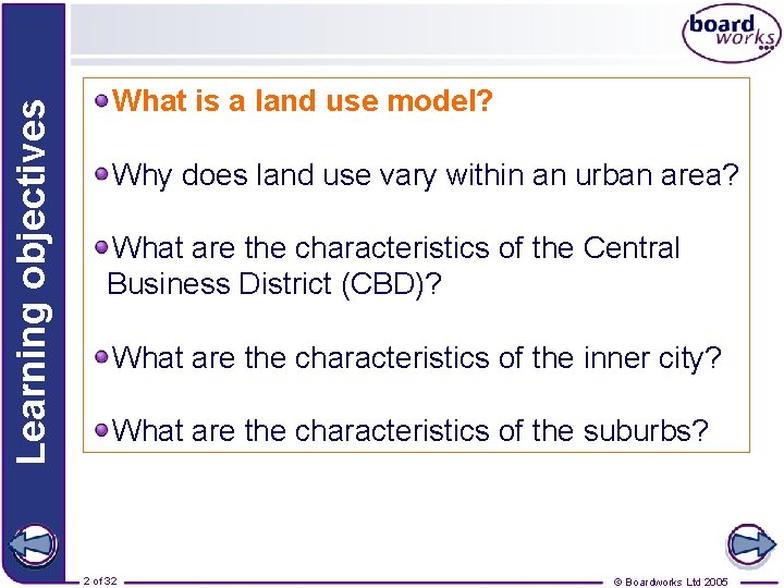 Learning objectives What is a land use model? Why does land use vary within