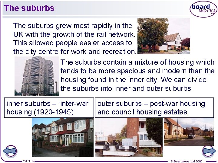 The suburbs grew most rapidly in the UK with the growth of the rail