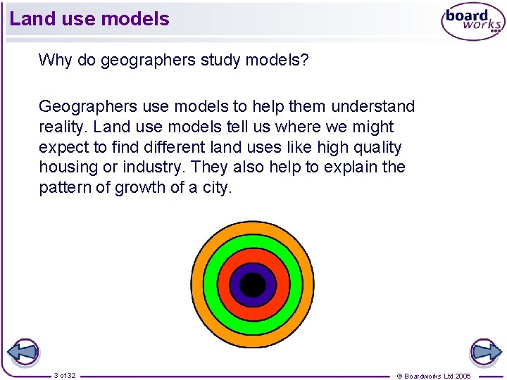 Land use models Why do geographers study models? Geographers use models to help them