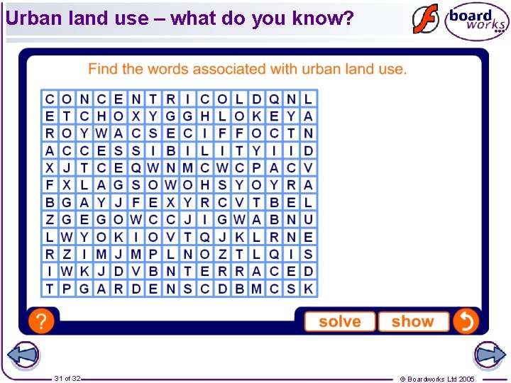 Urban land use – what do you know? 31 of 32 © Boardworks Ltd