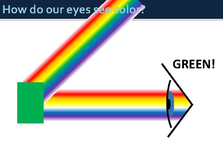 How do our eyes see color? GREEN! 