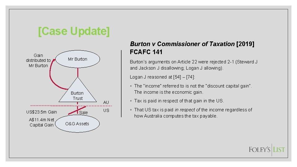 [Case Update] Gain distributed to Mr Burton v Commissioner of Taxation [2019] FCAFC 141