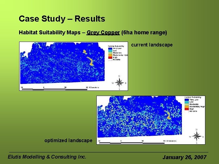 Case Study – Results Habitat Suitability Maps – Grey Copper (6 ha home range)