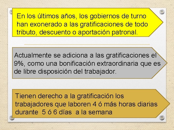 En los últimos años, los gobiernos de turno han exonerado a las gratificaciones de