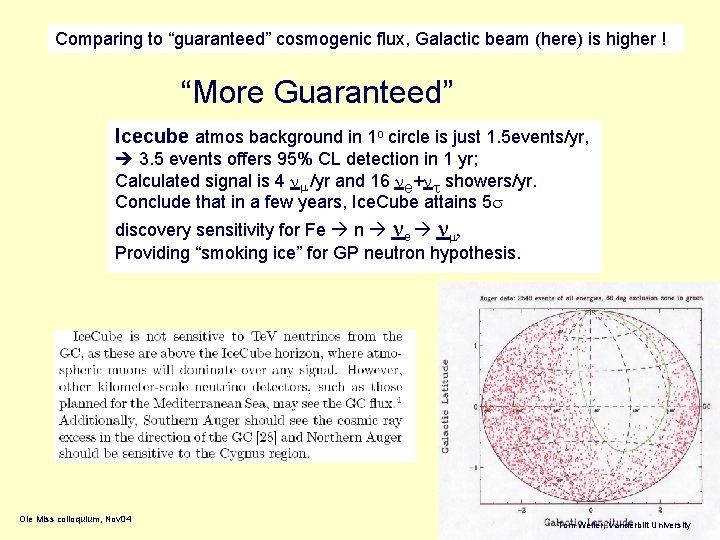 Comparing to “guaranteed” cosmogenic flux, Galactic beam (here) is higher ! “More Guaranteed” Icecube