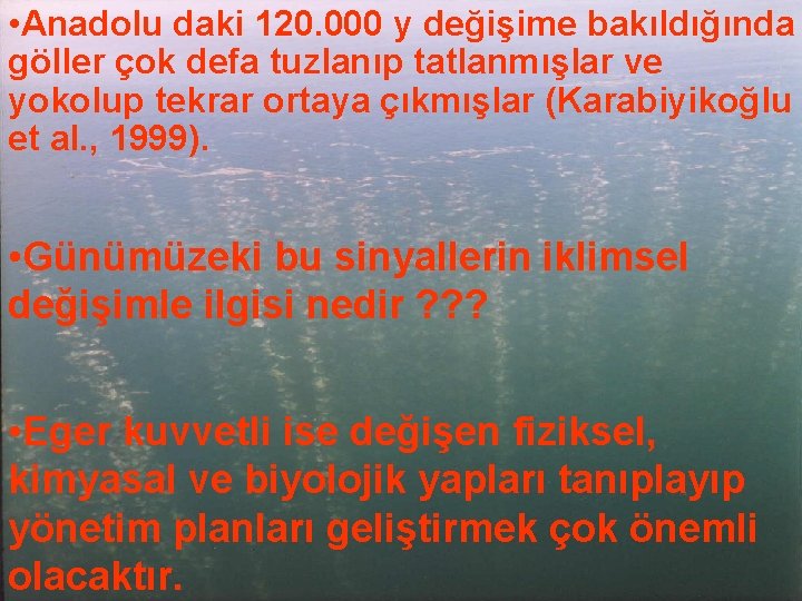  • Anadolu daki 120. 000 y değişime bakıldığında göller çok defa tuzlanıp tatlanmışlar