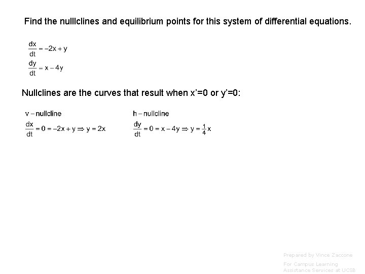 Find the nulllclines and equilibrium points for this system of differential equations. Nullclines are