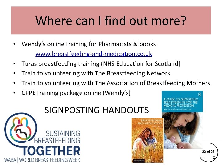 Where can I find out more? • Wendy’s online training for Pharmacists & books Where can I find out more? • Wendy’s online training for Pharmacists & books