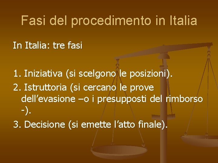 Fasi del procedimento in Italia In Italia: tre fasi 1. Iniziativa (si scelgono le