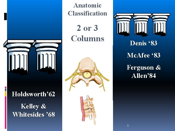 Anatomic Classification 2 or 3 Columns Denis ‘ 83 Mc. Afee ‘ 83 Ferguson