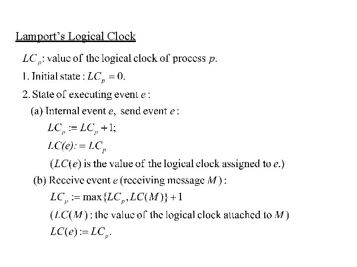 Lamport’s Logical Clock Lamport’s Logical Clock
