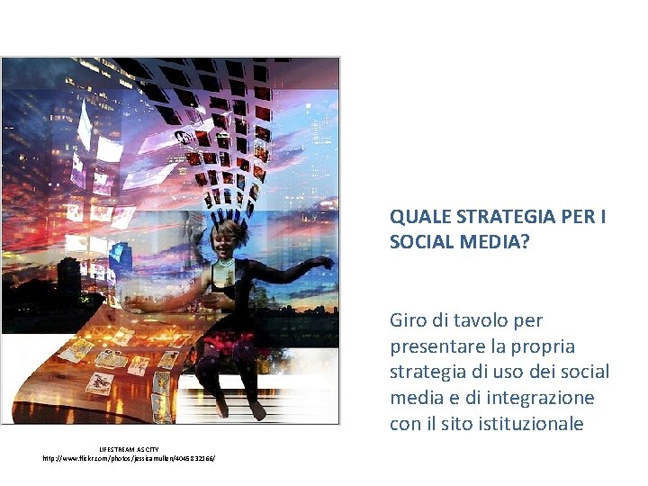  QUALE STRATEGIA PER I SOCIAL MEDIA? Giro di tavolo per presentare la propria