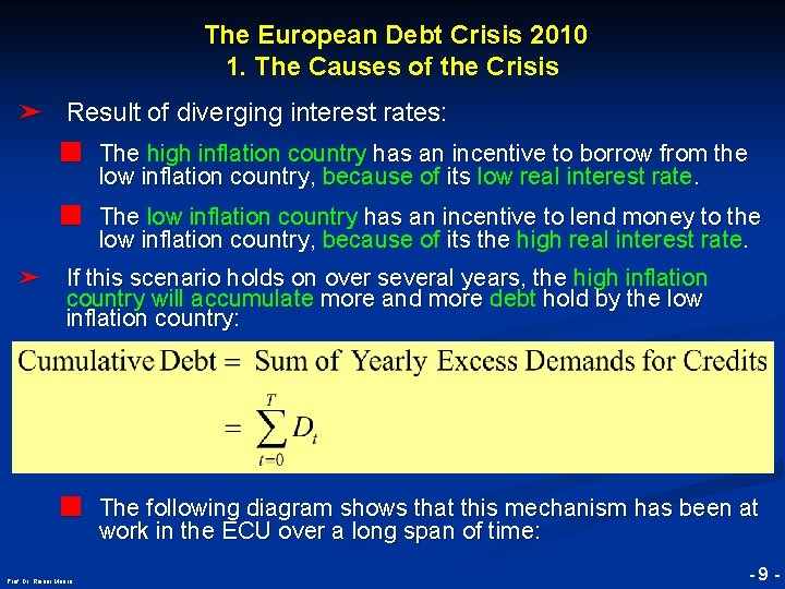 The European Debt Crisis 2010 1. The Causes of the Crisis ➤ Result of