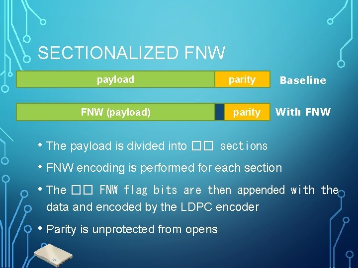 SECTIONALIZED FNW payload FNW (payload) parity Baseline With FNW • The payload is divided