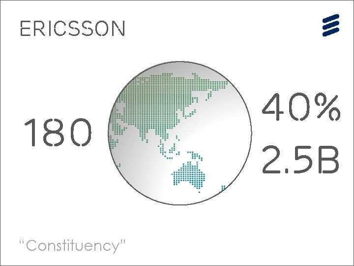 Ericsson 180 “Constituency” 40% 2. 5 b 