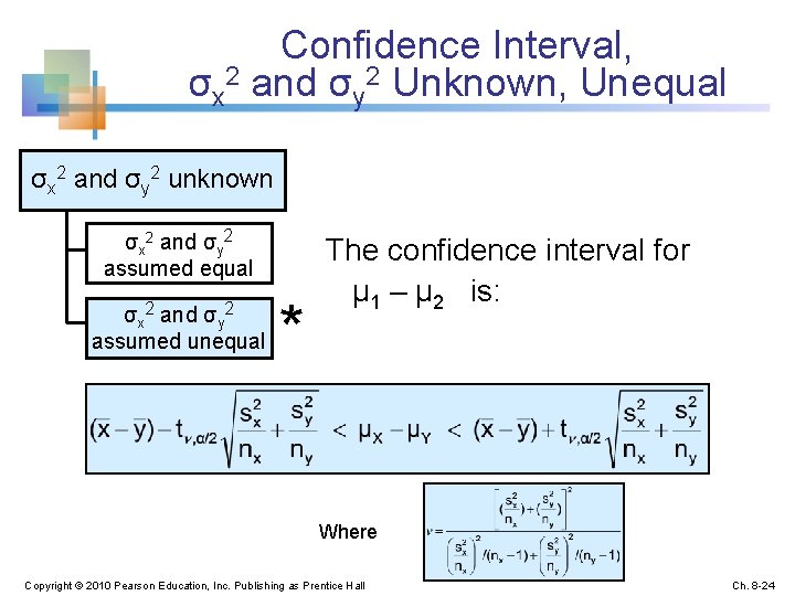 Confidence Interval, σx 2 and σy 2 Unknown, Unequal σx 2 and σy 2