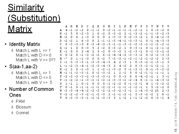  • Identity Matrix à Match L with L => 1 Match L with