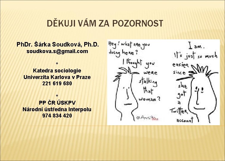 DĚKUJI VÁM ZA POZORNOST Ph. Dr. Šárka Soudková, Ph. D. soudkova. s@gmail. com ٭