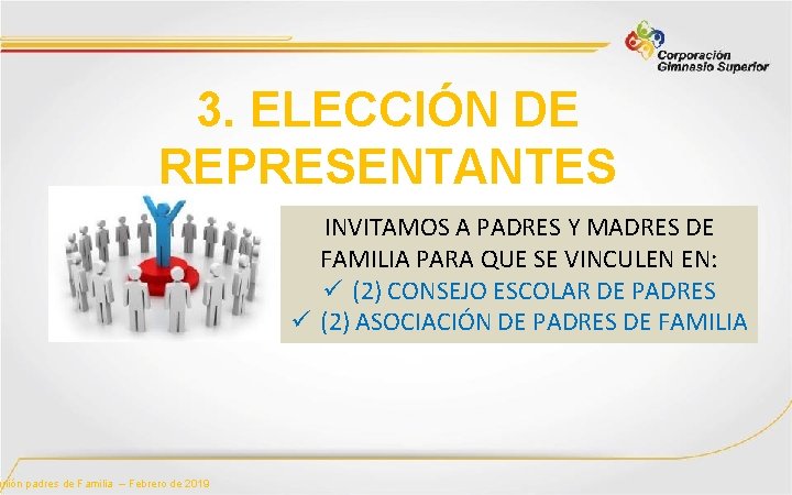3. ELECCIÓN DE REPRESENTANTES unión padres de Familia – Febrero de 2019 INVITAMOS A