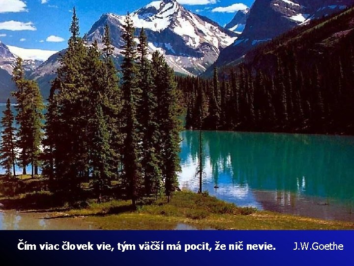 Čím viac človek vie, tým väčší má pocit, že nič nevie. J. W. Goethe