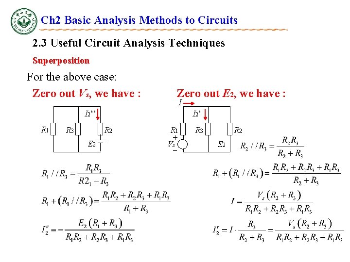 Ch 2 Basic Analysis Methods to Circuits 2. 3 Useful Circuit Analysis Techniques Superposition Ch 2 Basic Analysis Methods to Circuits 2. 3 Useful Circuit Analysis Techniques Superposition