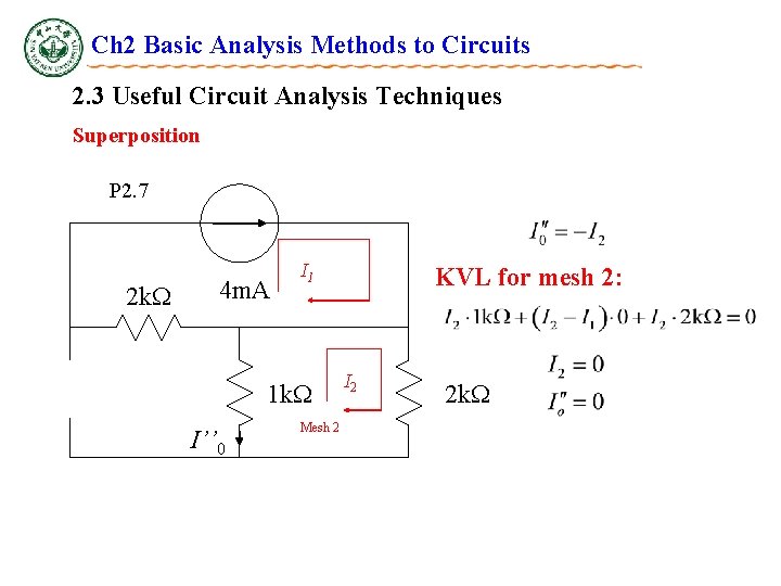 Ch 2 Basic Analysis Methods to Circuits 2. 3 Useful Circuit Analysis Techniques Superposition Ch 2 Basic Analysis Methods to Circuits 2. 3 Useful Circuit Analysis Techniques Superposition