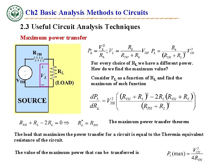 Ch 2 Basic Analysis Methods to Circuits 2. 3 Useful Circuit Analysis Techniques Maximum Ch 2 Basic Analysis Methods to Circuits 2. 3 Useful Circuit Analysis Techniques Maximum