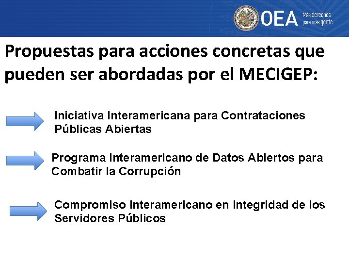 Propuestas para acciones concretas que pueden ser abordadas por el MECIGEP: Iniciativa Interamericana para