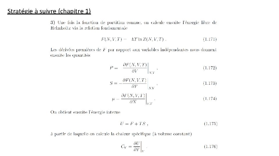 Stratégie à suivre (chapitre 1) 