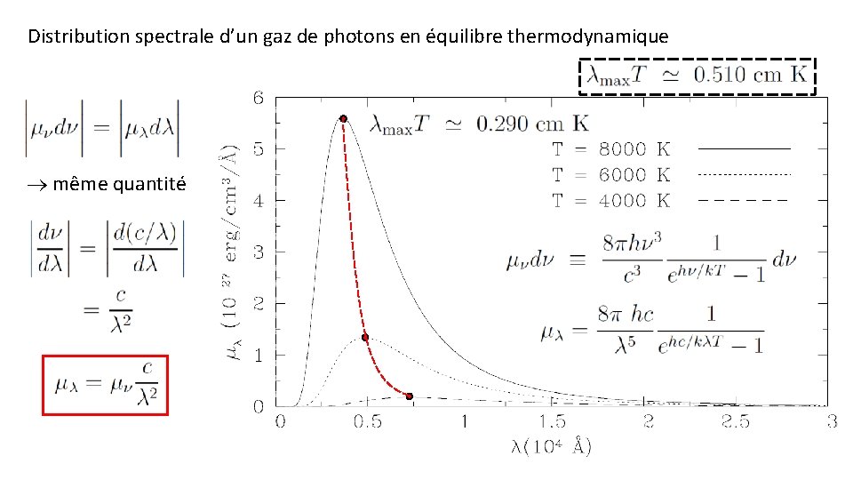 Distribution spectrale d’un gaz de photons en équilibre thermodynamique même quantité 