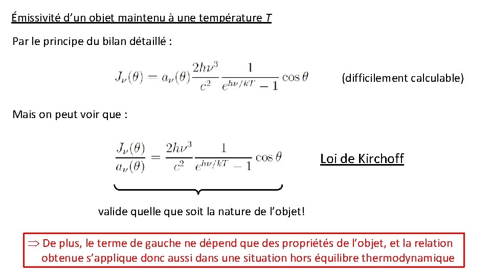 Émissivité d’un objet maintenu à une température T Par le principe du bilan détaillé