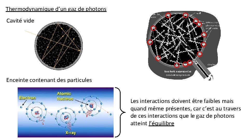 Thermodynamique d’un gaz de photons Cavité vide Enceinte contenant des particules Les interactions doivent