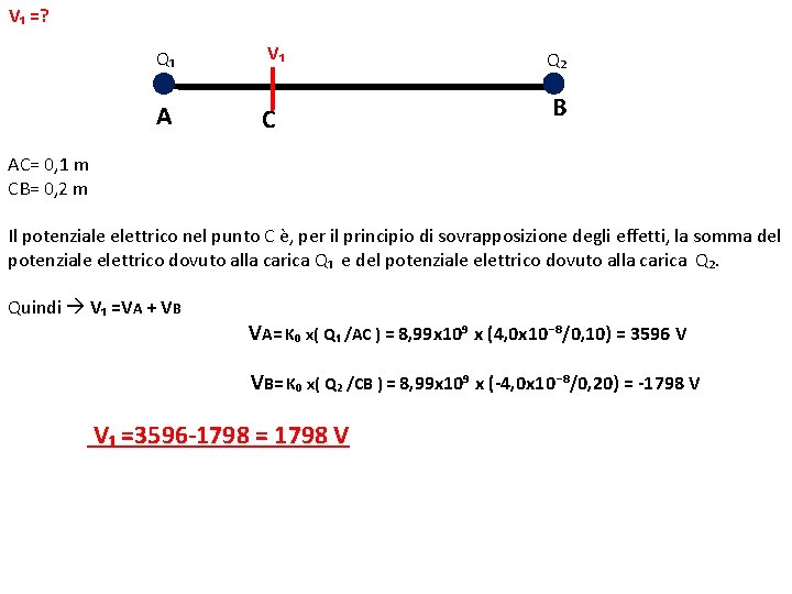 V₁ =? Q₁ A V₁ C Q₂ B AC= 0, 1 m CB= 0,