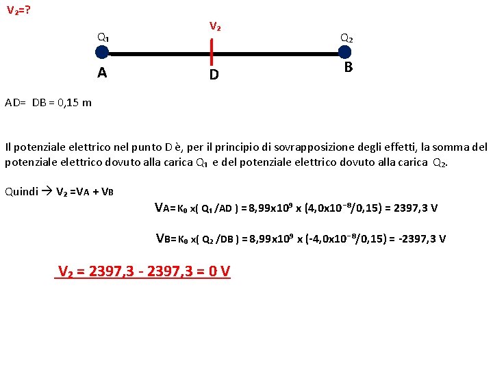 V₂=? Q₁ A V₂ D Q₂ B AD= DB = 0, 15 m Il
