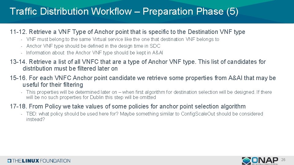 Traffic Distribution Workflow – Preparation Phase (5) 11 -12. Retrieve a VNF Type of