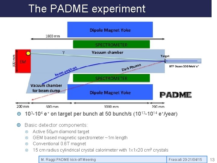 The PADME experiment 103 -104 e+ on target per bunch at 50 bunch/s (1013