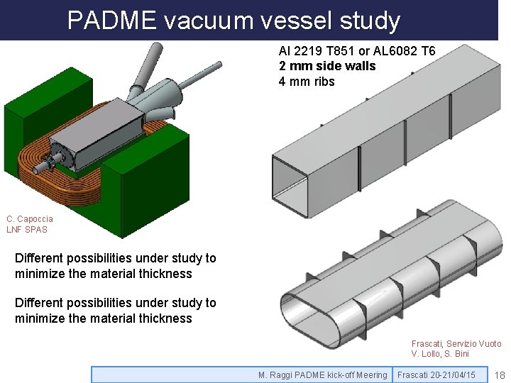 PADME vacuum vessel study Al 2219 T 851 or AL 6082 T 6 2