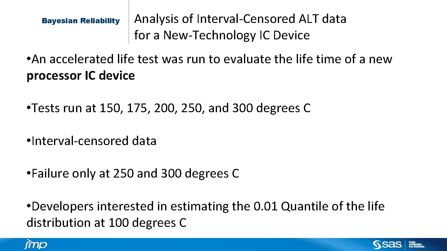 Bayesian Reliability Analysis of Interval-Censored ALT data for a New-Technology IC Device • An