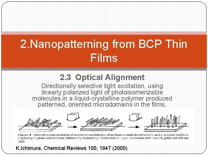 2. Nanopatterning from BCP Thin Films 2. 3 Optical Alignment Directionally selective light excitation,